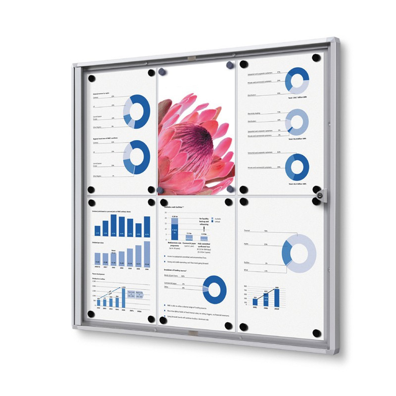 Vitrine d'affichage d'intérieur Economique avec fond magnétique. Format 6 x A4. Altumis