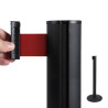 Barrière ceinture sur poteaux noir. Ceinture rouge. Altumis