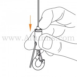 Kit câble de suspension Smart avec embout câble boucle et support crochet. Installation 3/3. FitCable