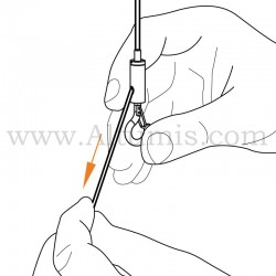 Kit câble de suspension avec embout câble butée et support crochet. Installation 2/3. Charge de travail jusqu’à 15 kg. FitCable