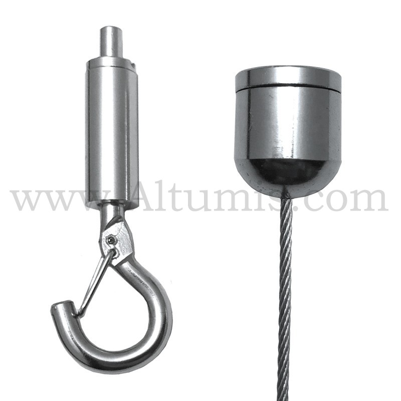 Kit câble de suspension Smart avec embout câble plafond et support crochet. Charge de travail jusqu’à 15 kg. FitCable