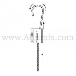 Kit câble de suspension FC50 avec câble embout crochet. Installation 2/4. FitCable