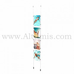 Colonne porte-affiche A4 Vertical en Plexiglas / Kit câble Sol-Plafond - Altumis