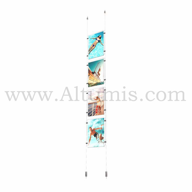 Colonne porte-affiche A4 Vertical / Kit câble Sol-Plafond - Altumis