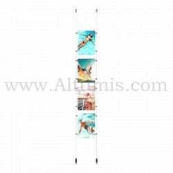 Colonne porte-affiche A4 Vertical 2 mm / Kit câble suspendu Mural - Altumis