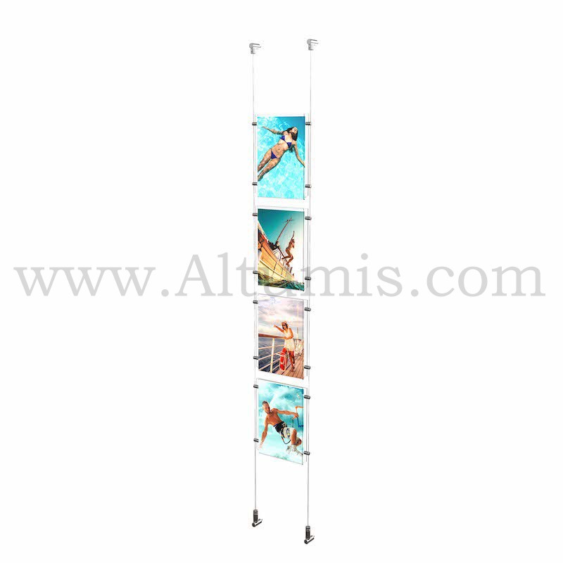 Colonne porte-affiche A4 Vertical / Kit câble suspendu Mural - Altumis