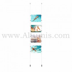 Colonne porte-affiche A4 Horizontal 3 mm / Kit câble suspendu Sol-Plafond - Altumis
