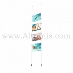 Colonne porte-affiche A4 Horizontal 3mm / Kit câble suspendu Sol-Plafond - Altumis