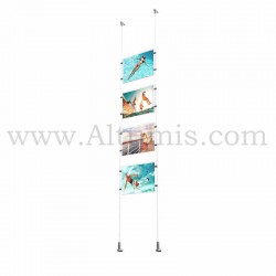 Colonne porte-affiche A4 Horizontal 3 mm / Kit câble suspendu Mural - Altumis