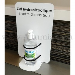 Distributeur gel hydroalcoolique pour comptoir. Il permet au public de se désinfecter les mains en toute sécurité. Altumis