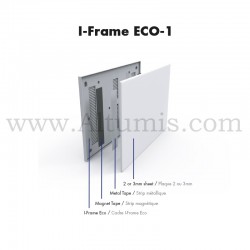 Cadre I-Frame ECO-1 mural pour la signalétique, en plastique ABS. Compatible pour plaque de 2 ou 3 mm