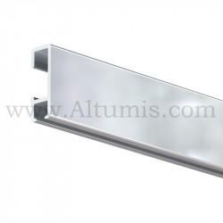Clic Rail gris aluminium de 2 mètres linéaire pour fixation tableau avec cimaise. Altumis
