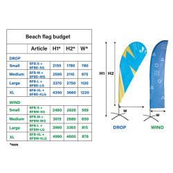 Concevez votre Beach Flag Budget - Drop-Beach flag Budget Altumis