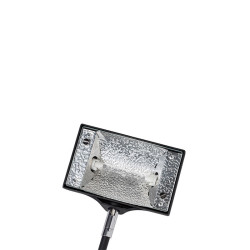 Zipper Bannière : Piètement métallique noir. En option spot luminaire. Toile tendue sur cadre tubulaire. Altumis