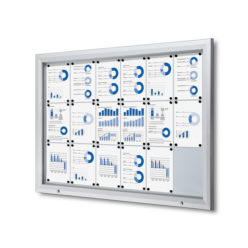 SWANCROWN Tableau affichage mural 4 x A4 Vitrine d'affichage avec serrure à clé Tableau blanc magnétique, pour Bureau commun et Hall d'Entrée 67 x 50 cm